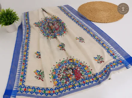 Hand-Painted Madhubani Khadi Cotton Dupatta