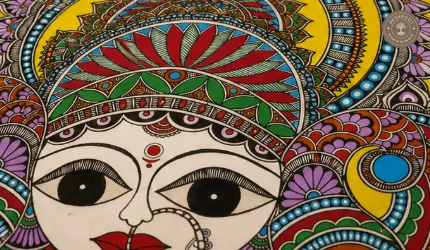Handmade Madhubani Goddess Portrait Painting