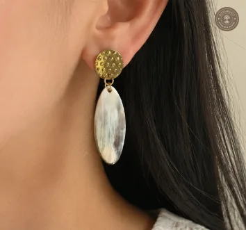 Handcrafted Brass & Resin Drop Earrings for Women