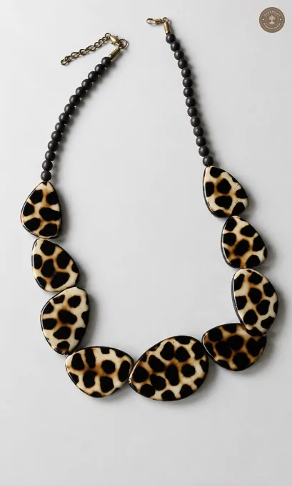 Handcrafted Animal Print Resin Statement Necklace for Women
