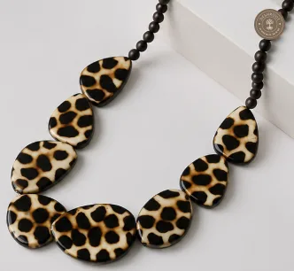 Handcrafted Animal Print Resin Statement Necklace for Women