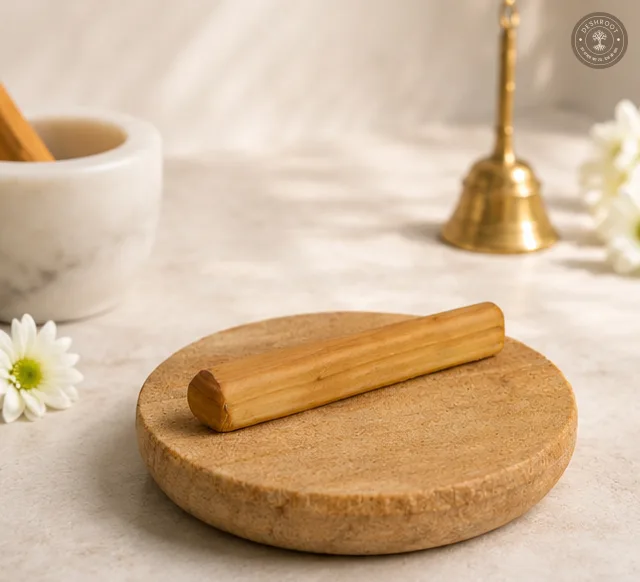 Handcrafted Marble & Sandalwood Rubbing Stone Pata