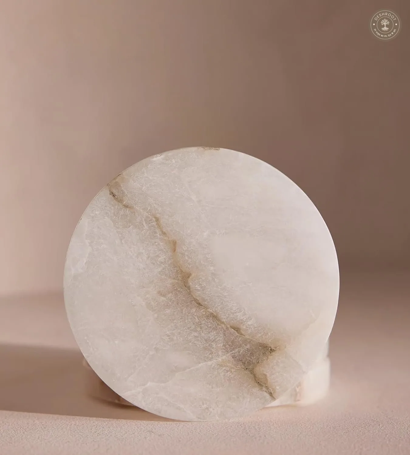 Premium Handcrafted Alabaster Marble Coaster Set with Holder (Set of 4)