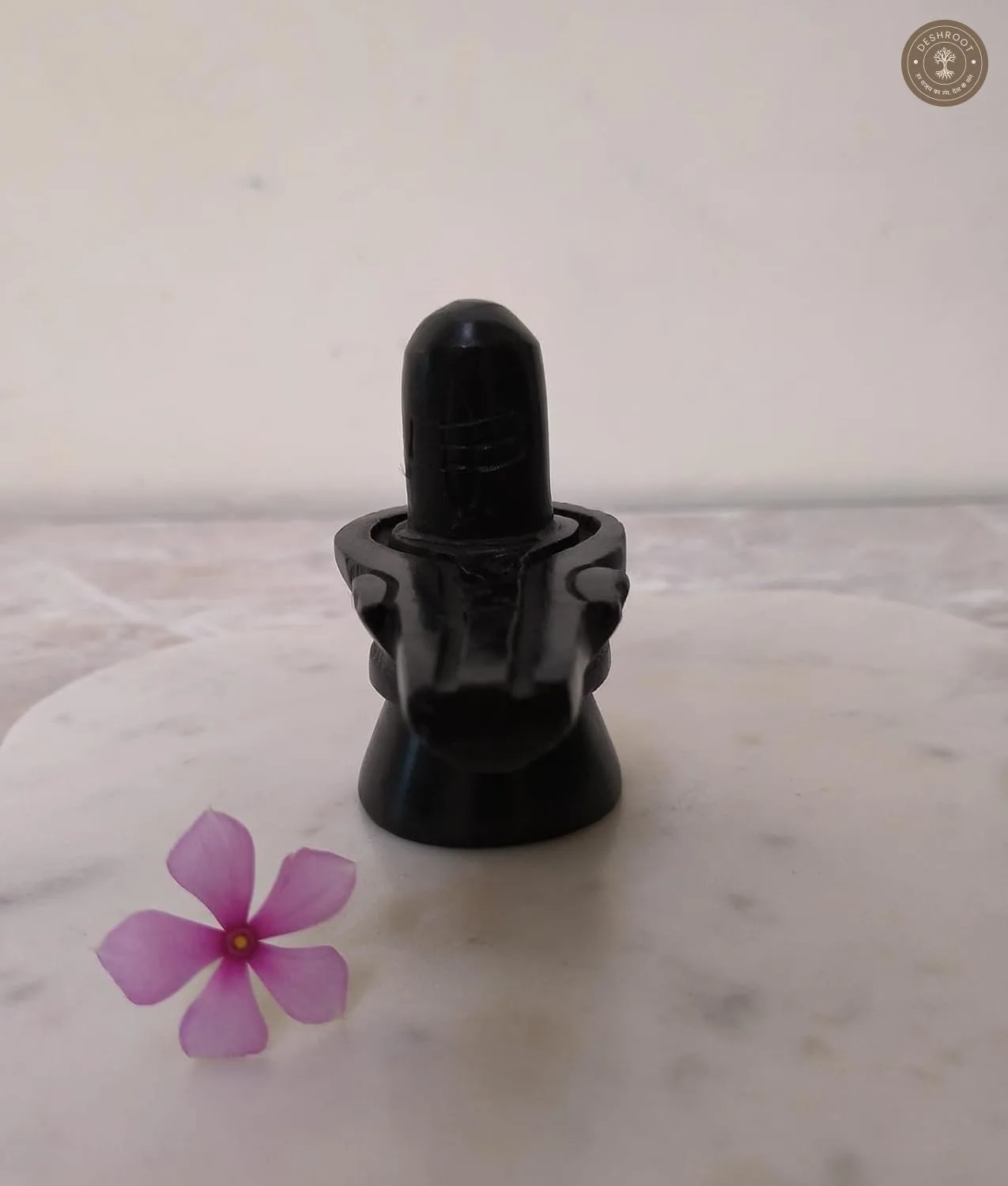 Handcrafted Black Marble Shiva Lingam with Yoni Base