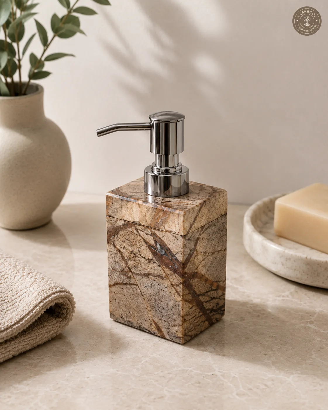 Premium Brown Marble Soap Dispenser