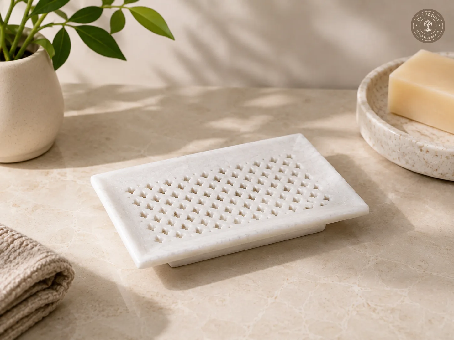 Handcrafted Agra Marble Craft Soap Dish Jaali