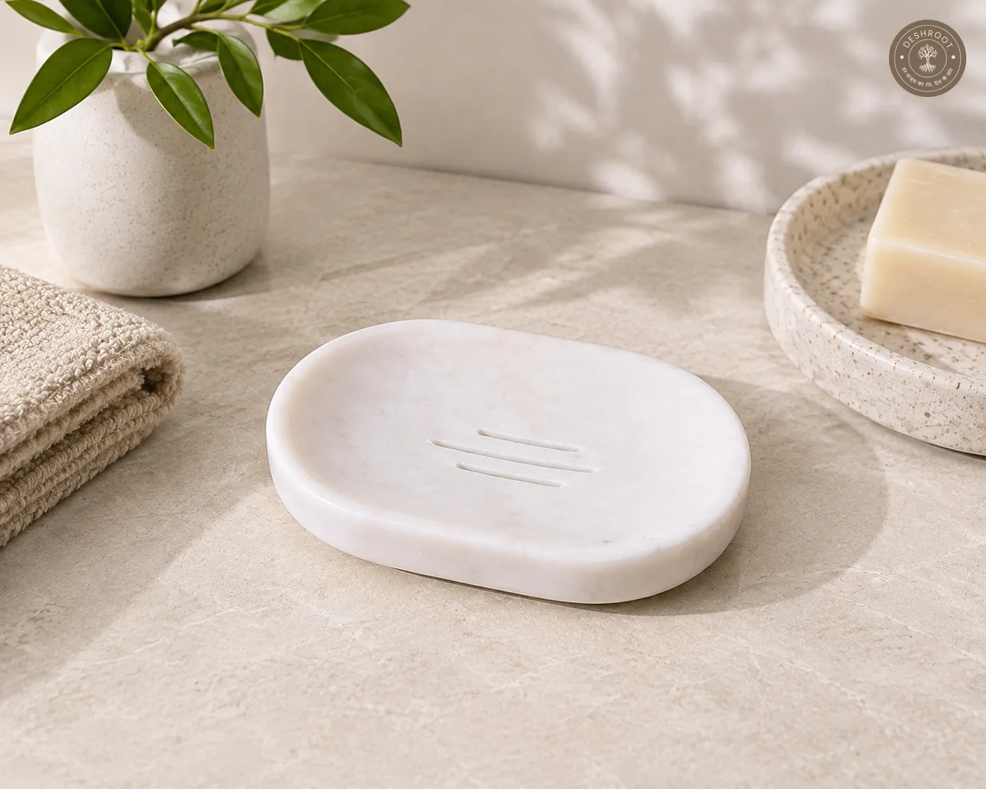 Handcrafted Makrana Oval Marble Soap Dish