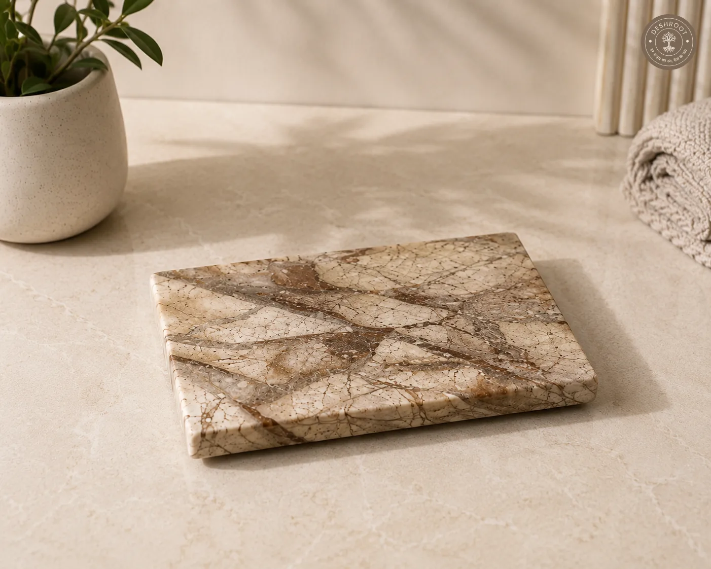 Natural Makrana Marble Stoneware Soap Dish Bathing Accessories Holder