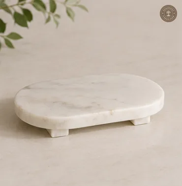 Handcrafted White Marble Pooja Chowki for Home Temple