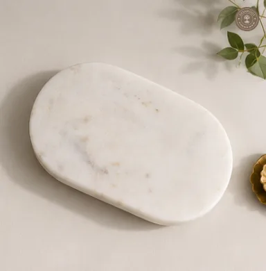 Handcrafted White Marble Pooja Chowki for Home Temple