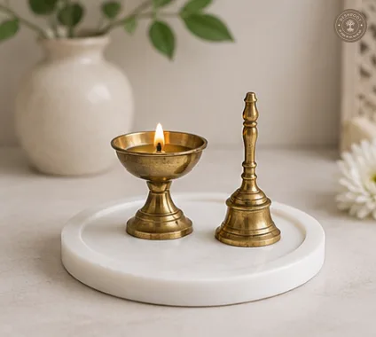 Handcrafted White Marble Pooja Thali Plate