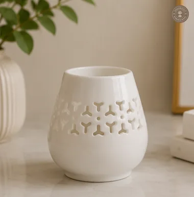 Handcrafted Pure Agra White Marble Jali Tealight Candle Holder
