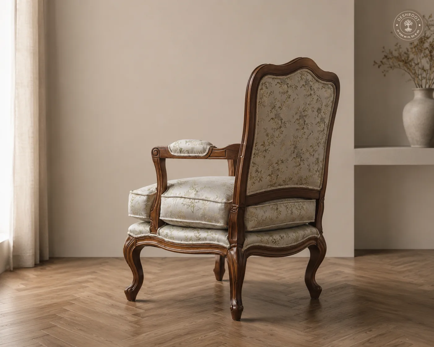 French Provincial Armchair – Classic Upholstered Accent Chair