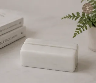 Handcrafted Agra Natural White Marble Business Card Holder