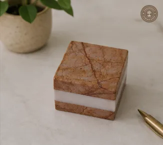 Handmade Agra Brown Marble Geometric Paper Weight (Set of 2)