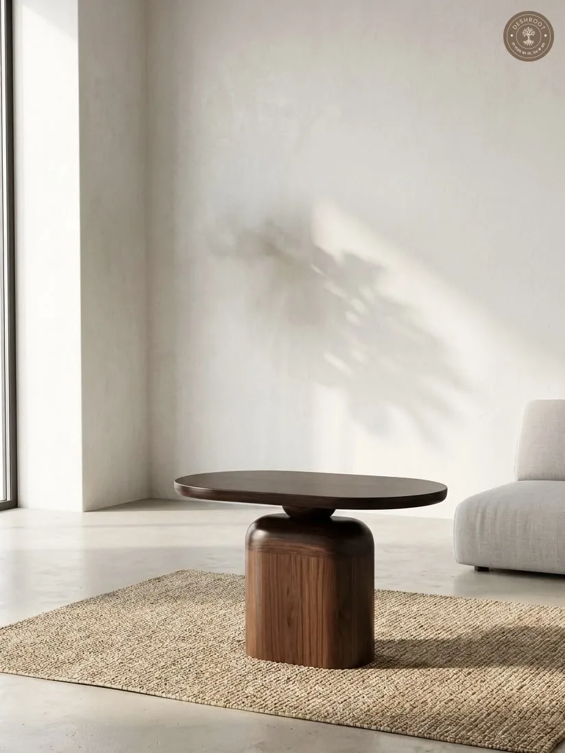 Nordic Pillar Round Wooden Side Table