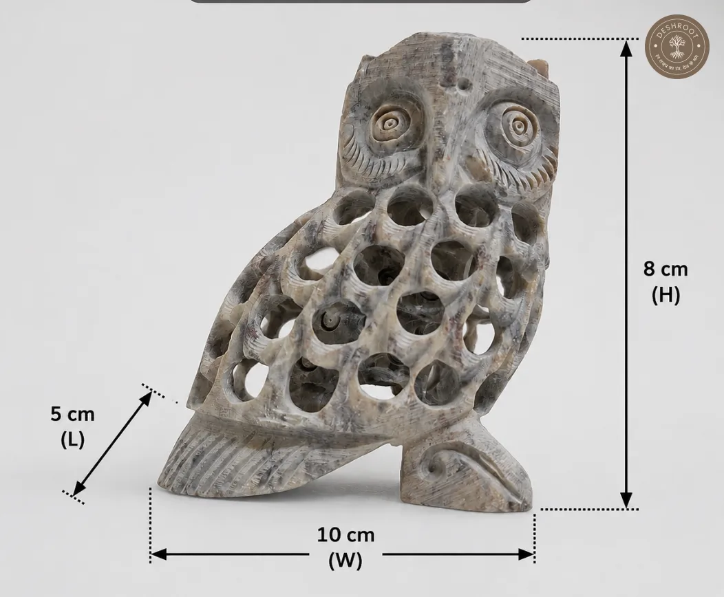 Handcrafted White Marble Owl Showpiece