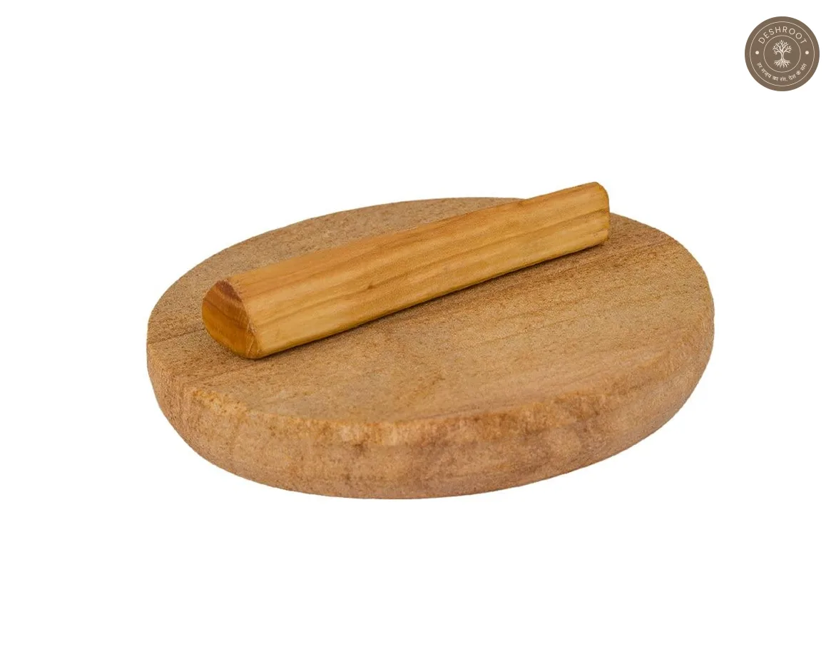 Handcrafted Marble & Sandalwood Rubbing Stone Pata