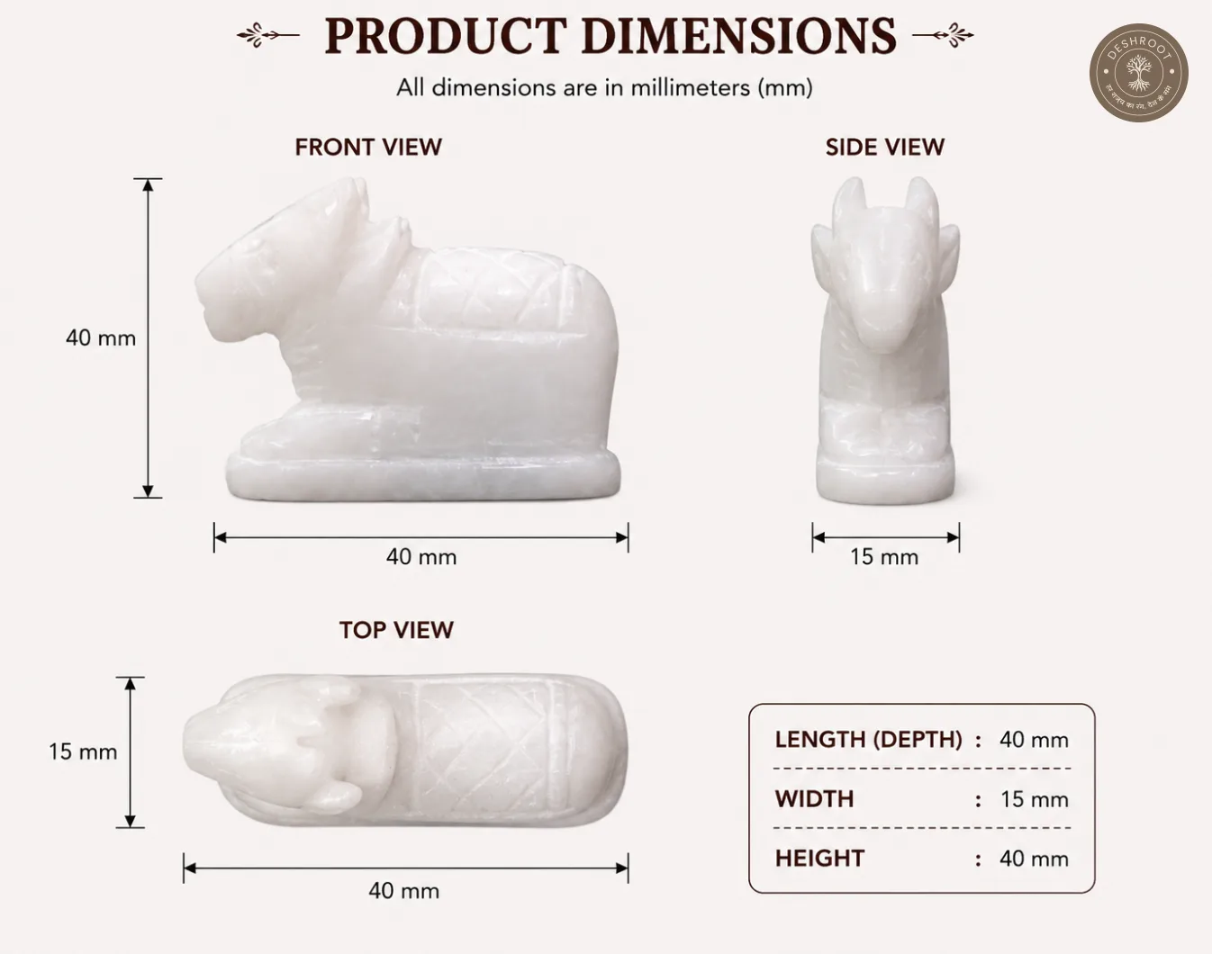 Handcrafted White Marble Nandi Idol - Sacred Lord Shiva Bull Statue for Home Temple, Office & Car Dashboard