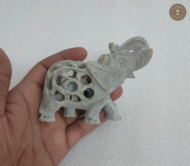 Handcrafted White Marble Elephant Showpiece