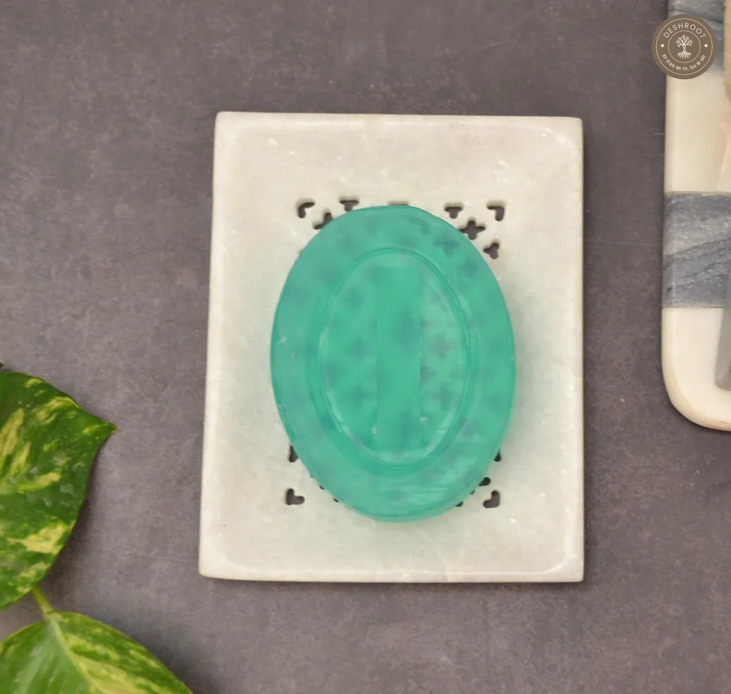 Handcrafted Agra Marble Craft Soap Dish Jaali