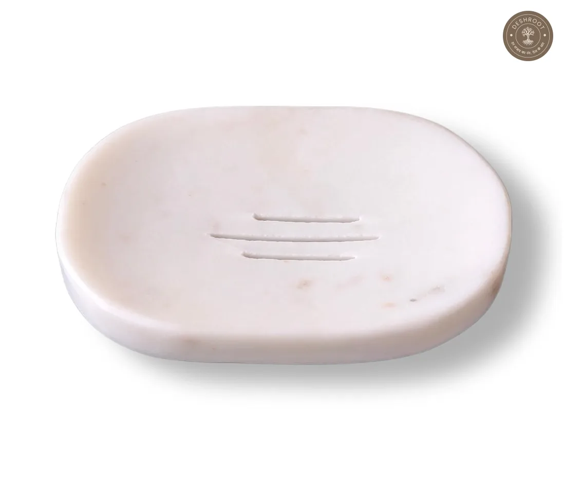 Handcrafted Makrana Oval Marble Soap Dish
