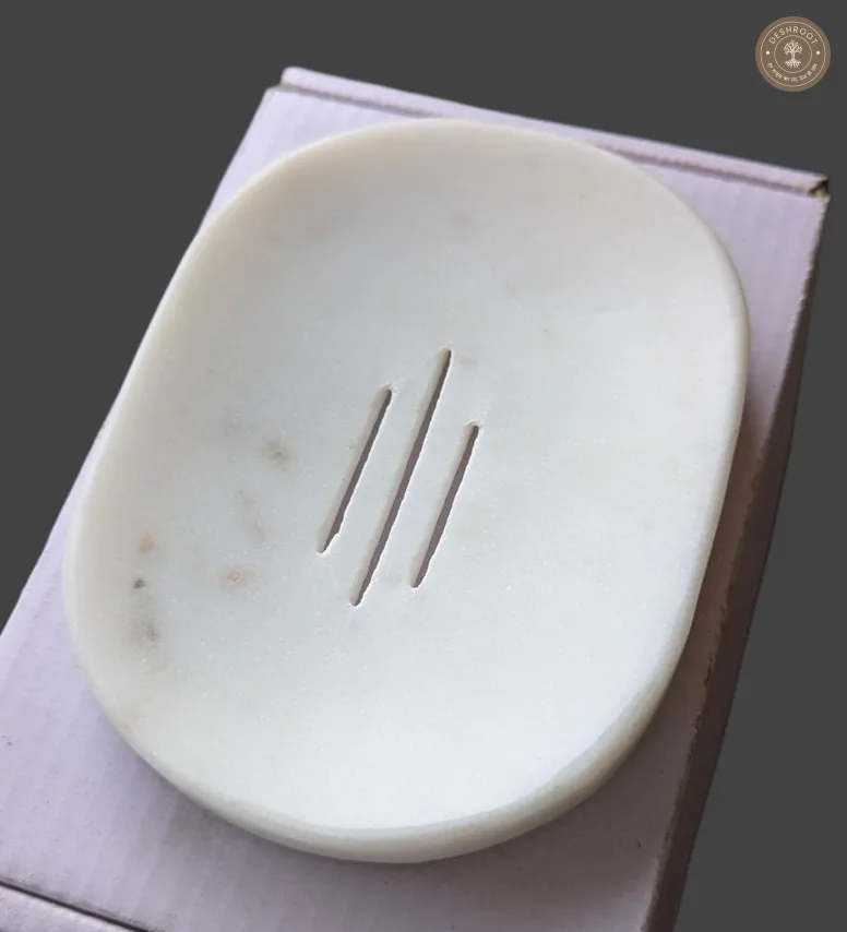 Handcrafted Makrana Oval Marble Soap Dish