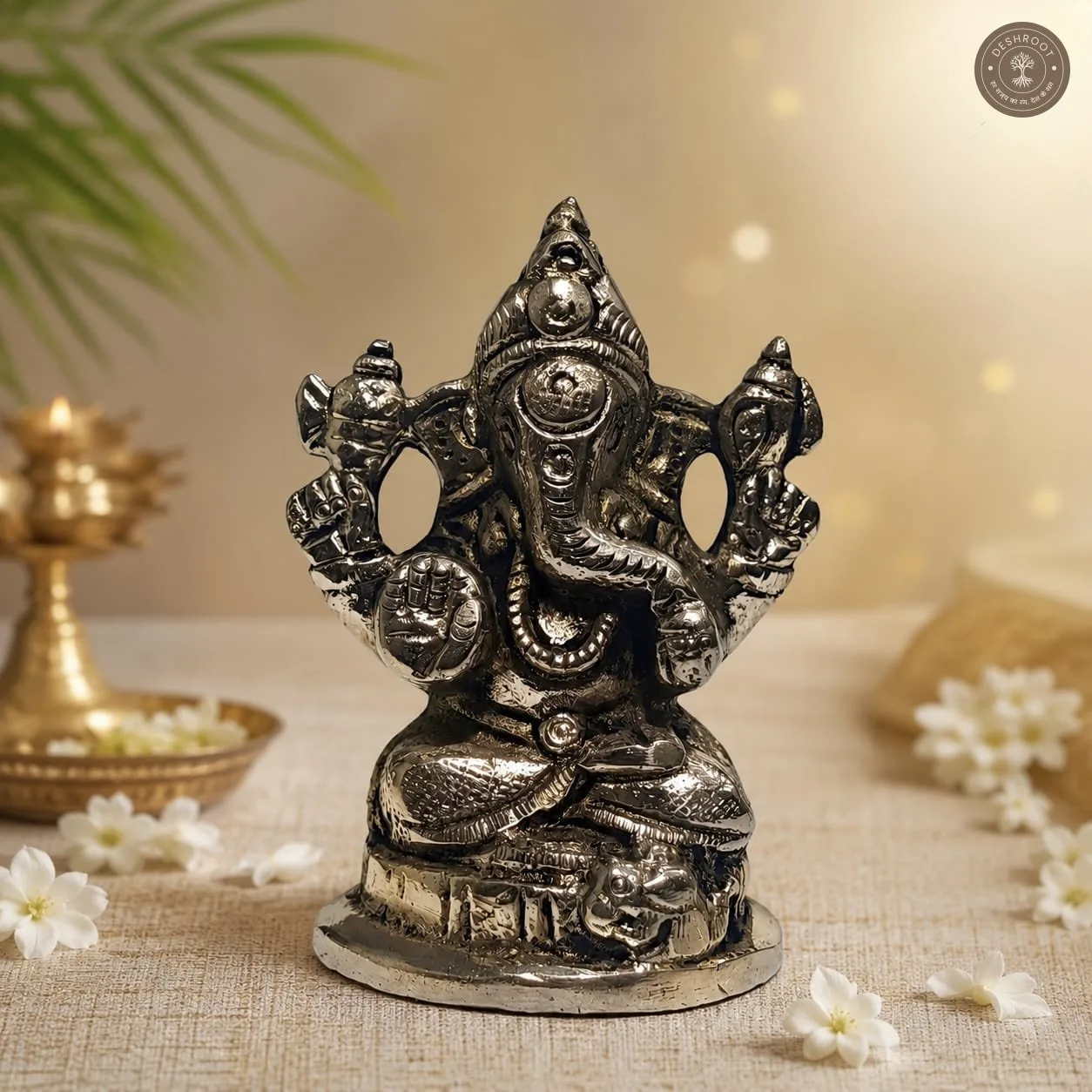 Antique Finish Lord Ganesha Brass Idol