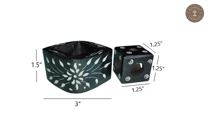 Agra Marble Inlay Black Marble Agarbatti & Tealight Holder