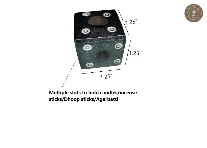 SacredStone Black Marble Incense & Tealight Stand