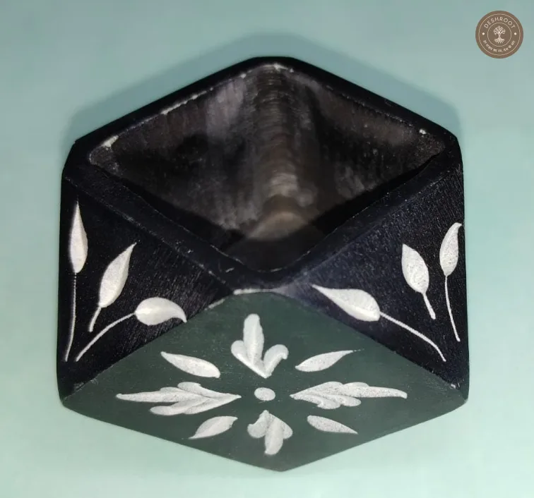 SacredStone Black Marble Incense & Tealight Stand