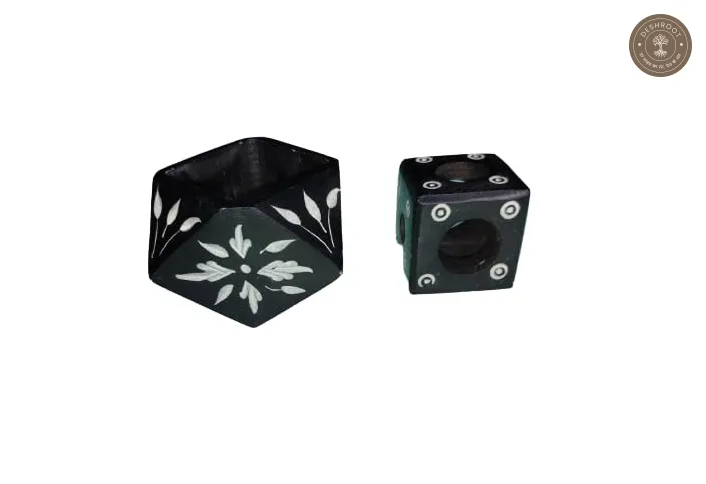 SacredStone Black Marble Incense & Tealight Stand