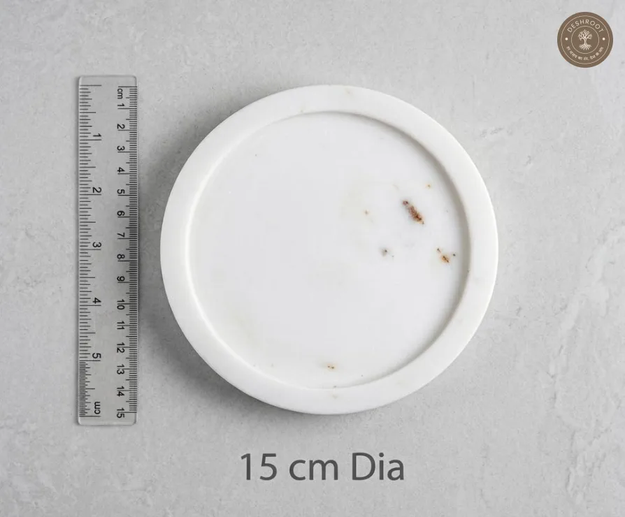 Handcrafted White Marble Pooja Thali Plate