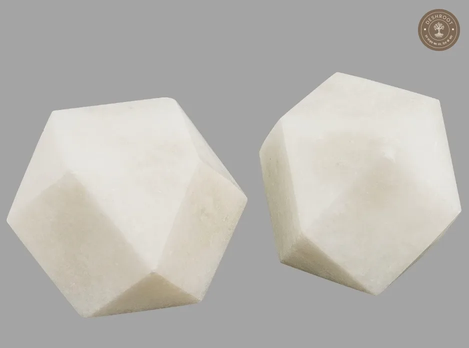 Handcrafted Agra Marble Inlay Saar Marka Marble Geometric Paper Weight Set