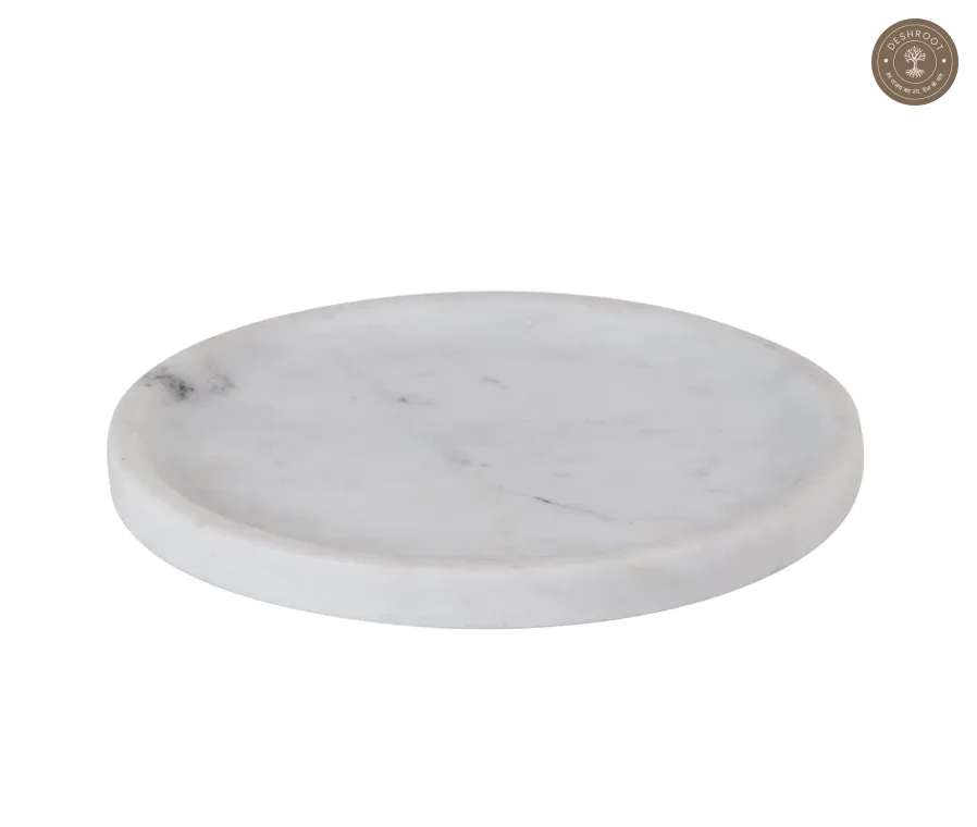 Handcrafted Agra Marble Inlay Saar Marka Marble Round Tray