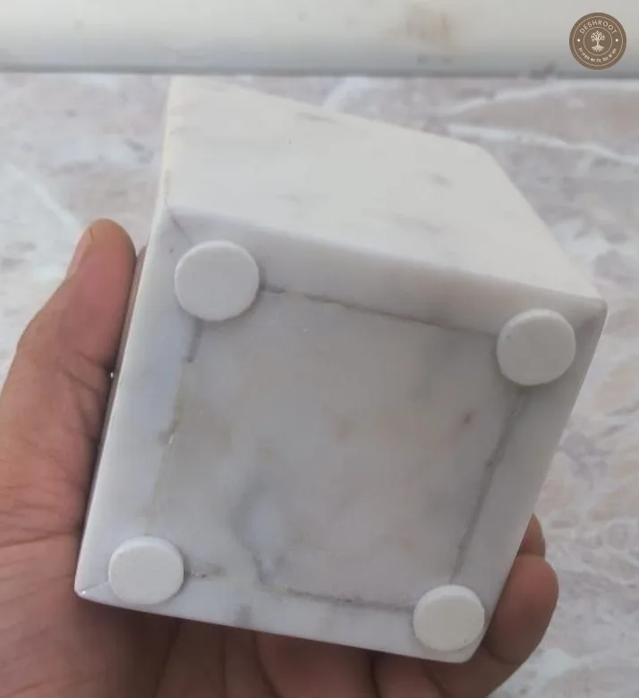 Marble Inlay Agra White Marble Pen & Pencil Holder & Stationery Organizer Holder