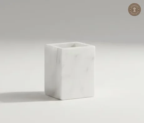 Marble Inlay Agra White Marble Pen & Pencil Holder & Stationery Organizer Holder