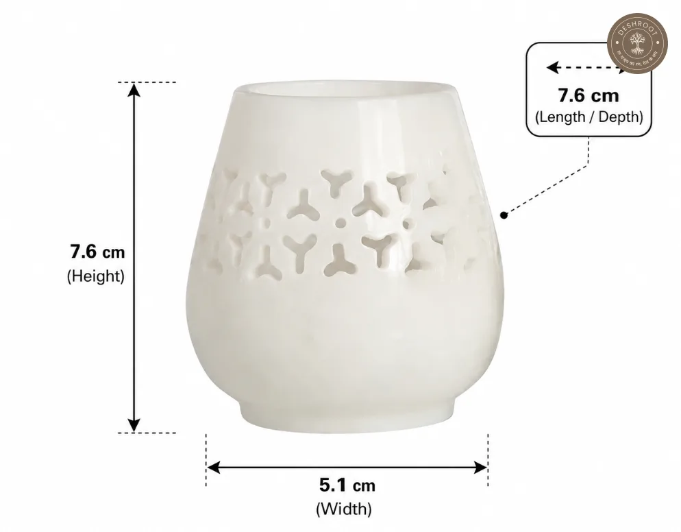 Handcrafted Pure Agra White Marble Jali Tealight Candle Holder