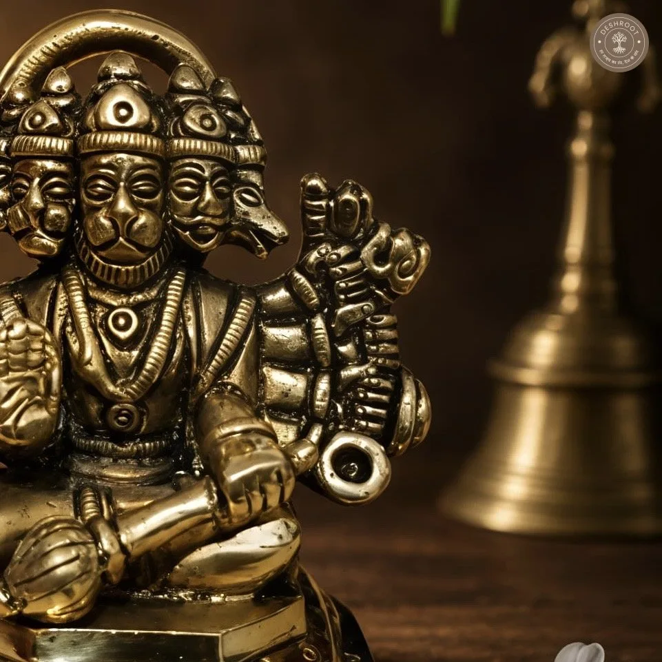 Handcrafted Brass Panchmukhi Hanuman Idol