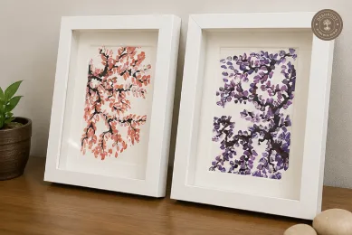 Cherry Blossom – Hand-Painted Floral Artwork Set of 2