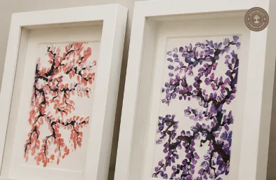 Cherry Blossom – Hand-Painted Floral Artwork Set of 2