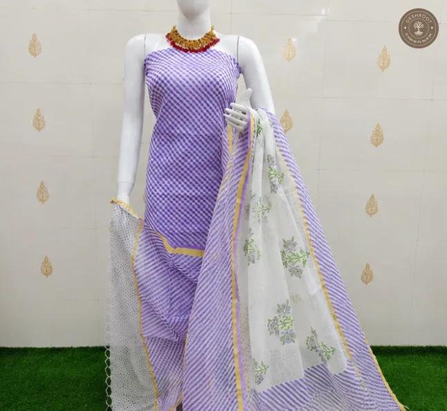 Kota’s Airy Heritage – Leheriya-Inspired Pure Kota Cotton Dress Material