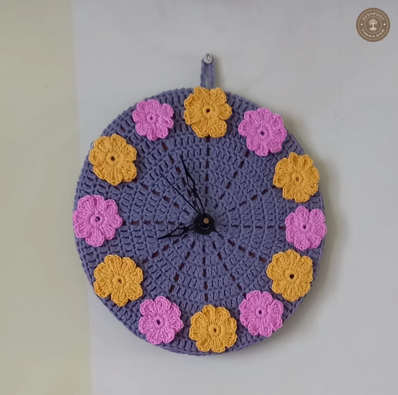 Handcrafted Crochet Floral Wall Clock