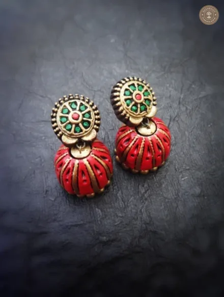 Scarlet Crescent Handcrafted Terracotta Choker Set | Handcrafted Tamil Nadu Terracotta Jewellery