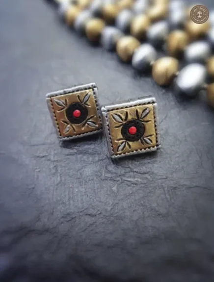 Silver & Gold Harmony Terracotta Necklace Set | Handcrafted Tamil Nadu Terracotta Jewellery