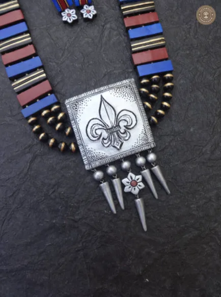 Fleur-de-Lis Terracotta Necklace | Handcrafted Tamil Nadu Terracotta Jewellery