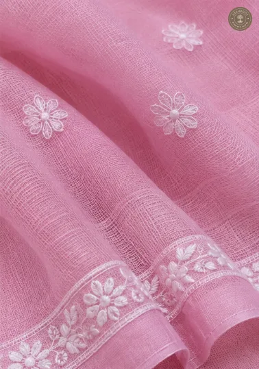 Kota Doria Floral Chikankari Embroidered Dress Material
