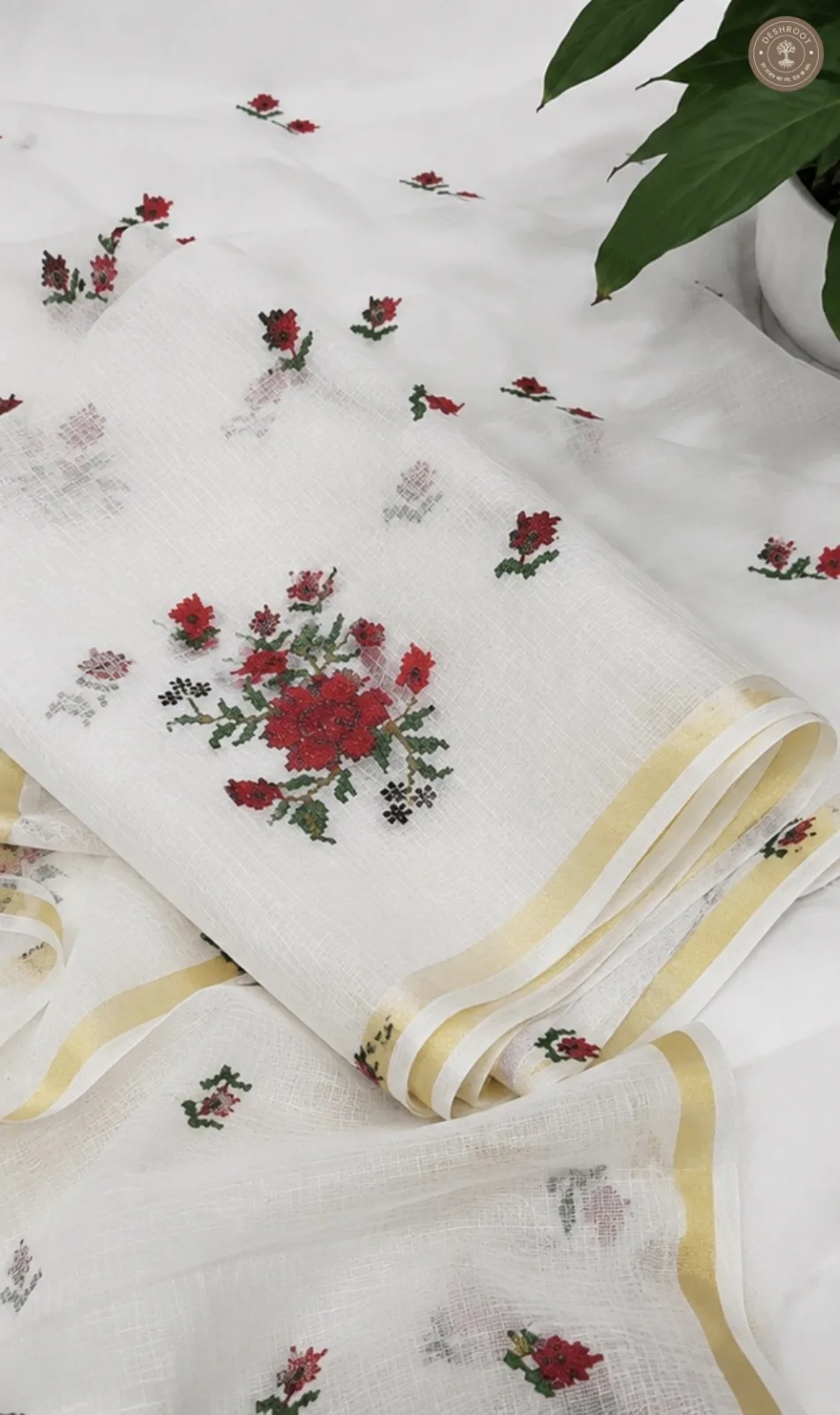 Kota Floral Printed Dress Material with Zari Border