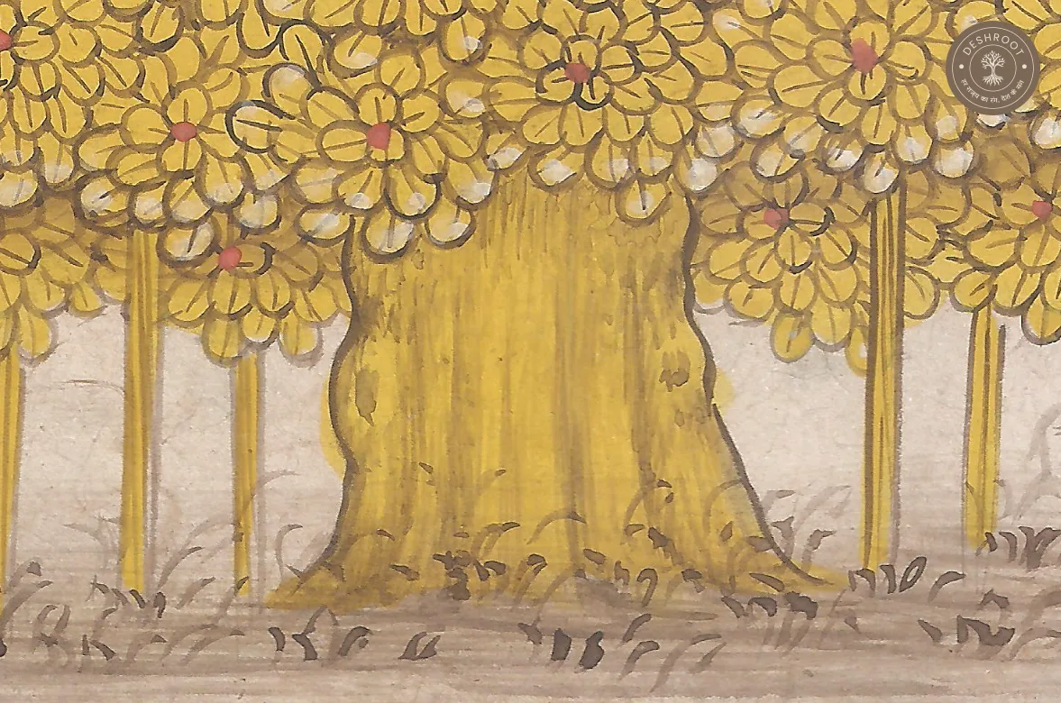Golden Banyan Tree – Original Bikaner Miniature Painting