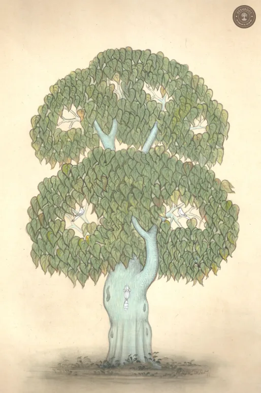 The Sacred Peepal – Original Bikaner Miniature Painting